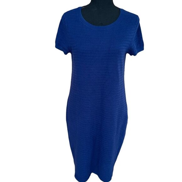 Ann Taylor Factory Chic Textured Soft
Knit Sapphire Blue Dress, size M - Picture 1 of 6